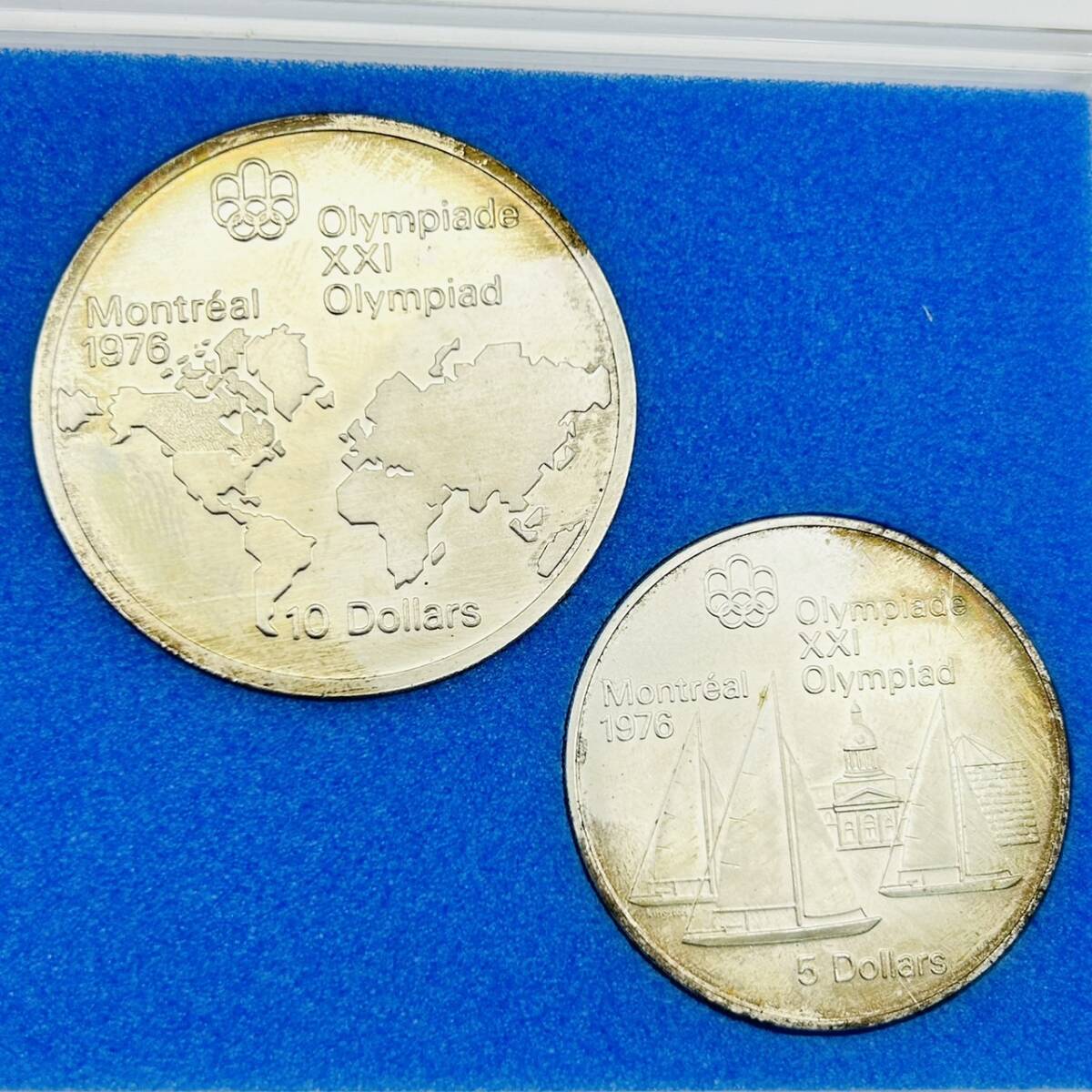 【⑦】１円スタート！！　古銭　オリンピック　モントリオール記念銀貨　1976年　１０ドル　５ドルセット　保管品　記念硬貨　銀貨_画像6