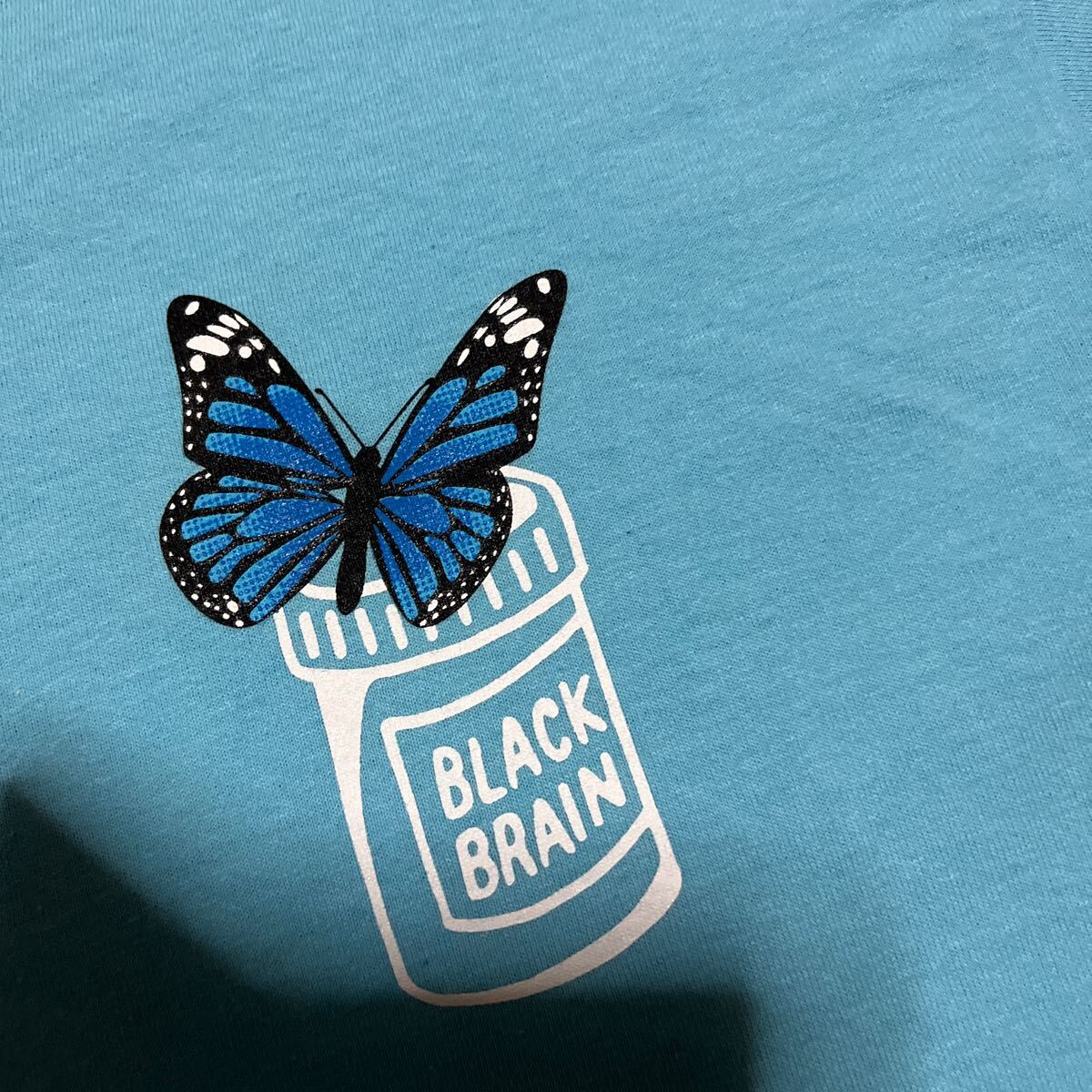 BLACK BRAIN バタフライ　butterfly 蝶々　tee tシャツ 水色　LIGHT BLUE L ブラックブレイン_画像5