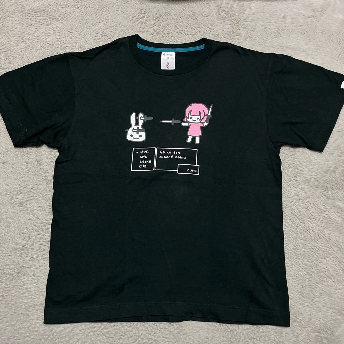 CUNE RPG tee tシャツ 黒　ブラック　L うさぎ　女の子　_画像1