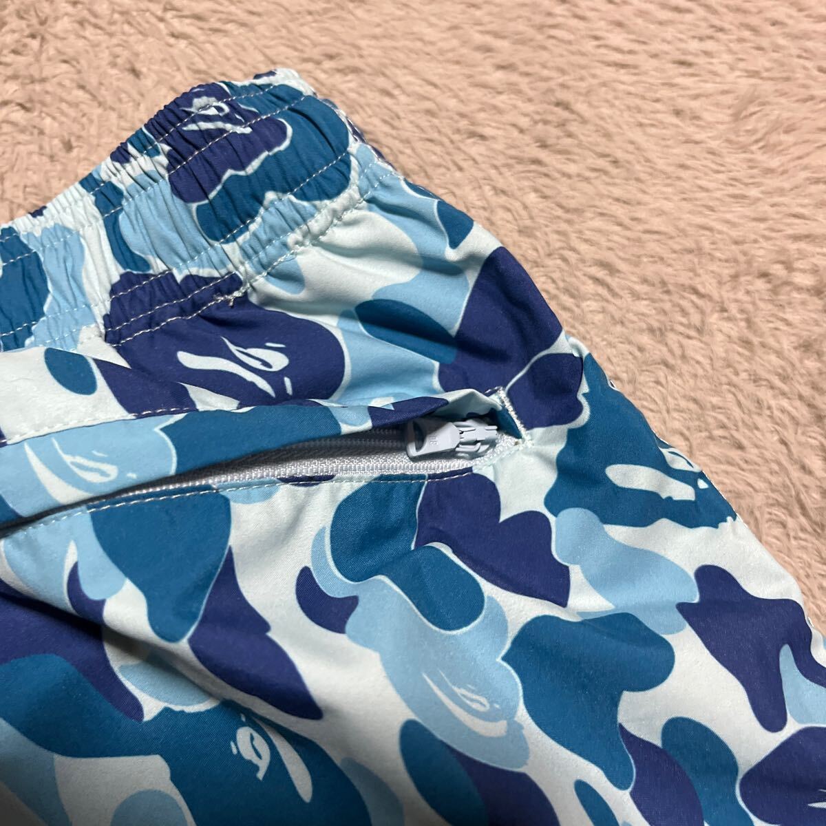 A BATHING APE BAPE KAWS ABC CAMO BLUE SHORTS ショーツ　ハーフパンツ　ブルー　 M ナイロン　パンツ　迷彩　sta BABY MILO shark_画像10