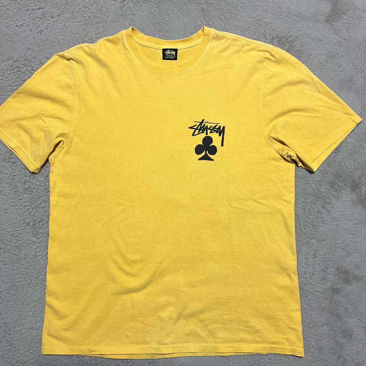 STUSSY クローバー　トランプ　黄色　yellow L ストックロゴ　L _画像2