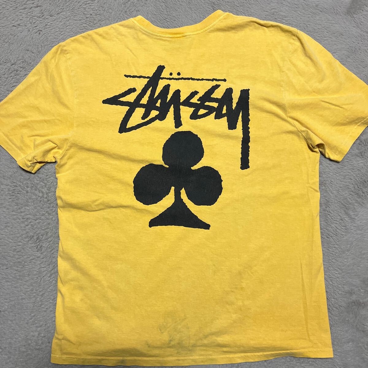 STUSSY クローバー　トランプ　黄色　yellow L ストックロゴ　L _画像1