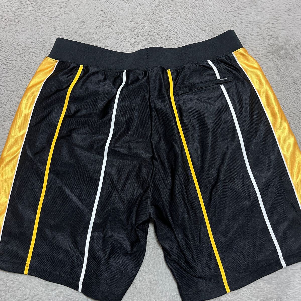 20ss Supreme St. Basketball Short ショーツ　ハーフパンツ　ストライプ　L 黒　ブラック　black yellow 黄色　_画像2