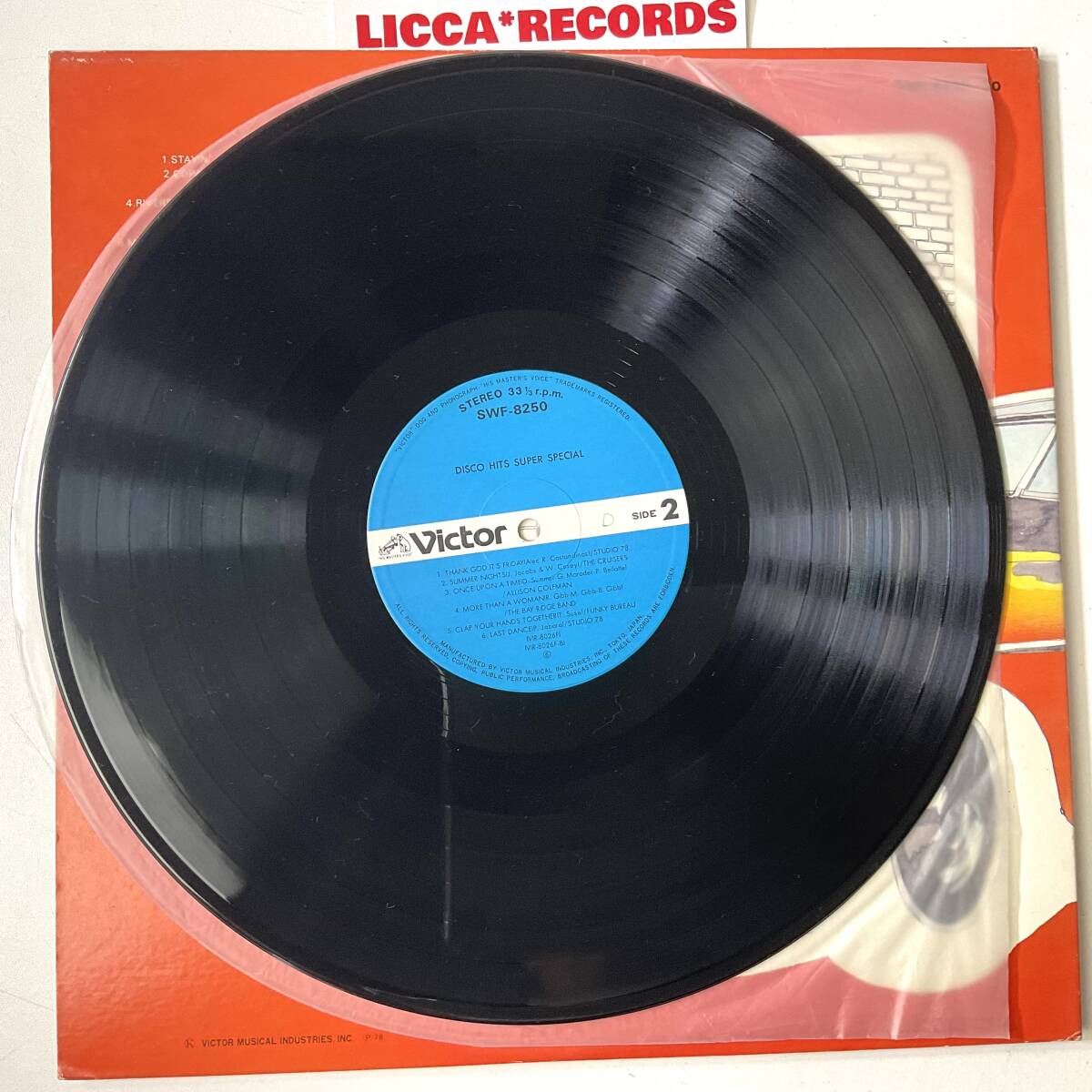Disco Hits Super Special 2xLP w/OBI JP 1978 ORIGINAL レコード LICCA*RECORDS 487 Stayin' Alive Copacabana Grease Macho Man Fantasy_画像8