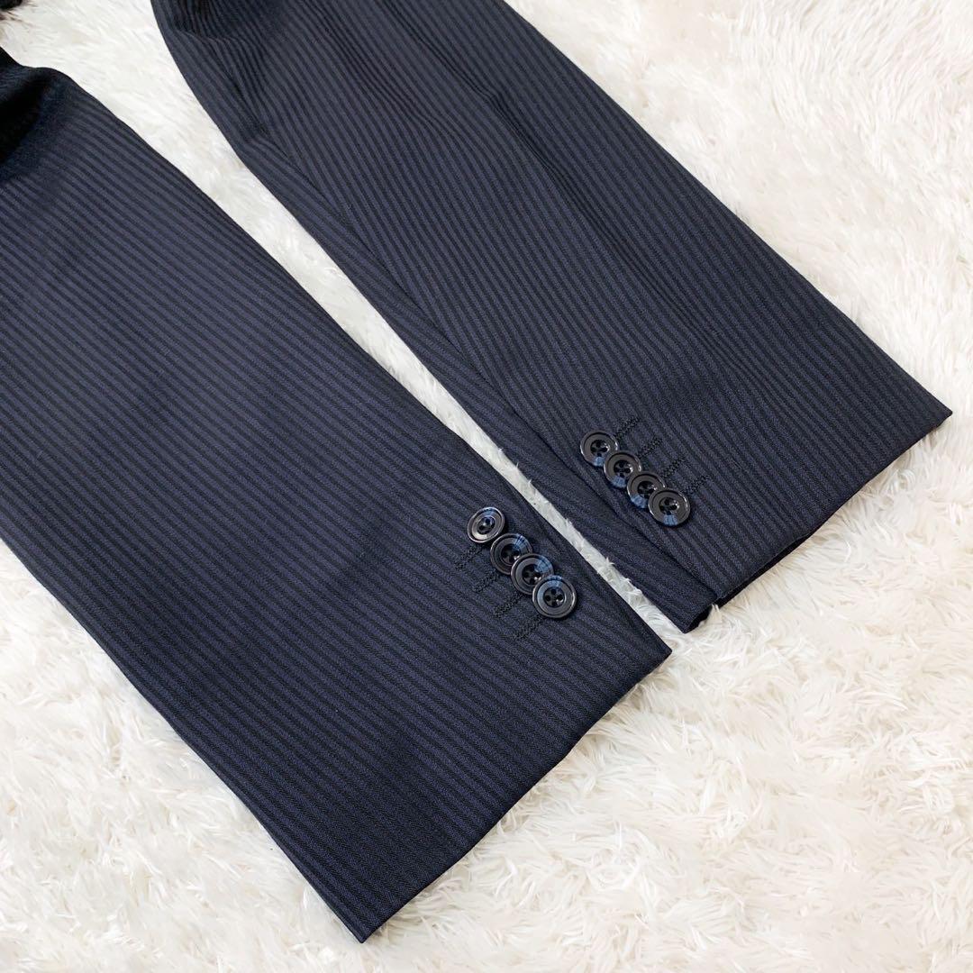  rare 2XL size *FICCE business suit setup three-piece 3 point set black black lining total pattern men's tailored jacket the best 