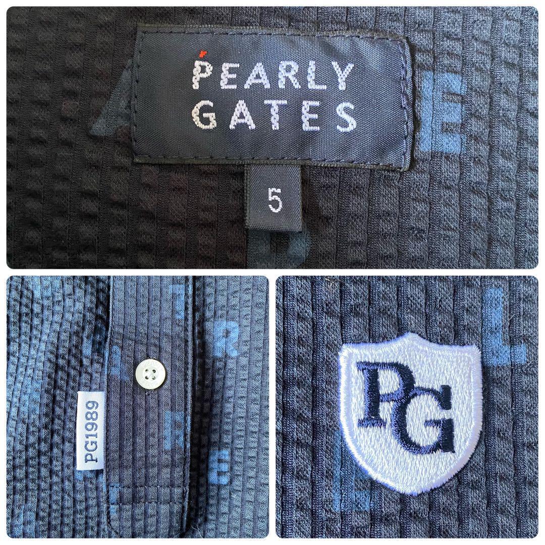 L размер соответствует / превосходный товар *PEARLY GATES Pearly Gates рубашка-поло с коротким рукавом Golf Logo раунд 5 мужской tops спорт одежда весна лето summer 