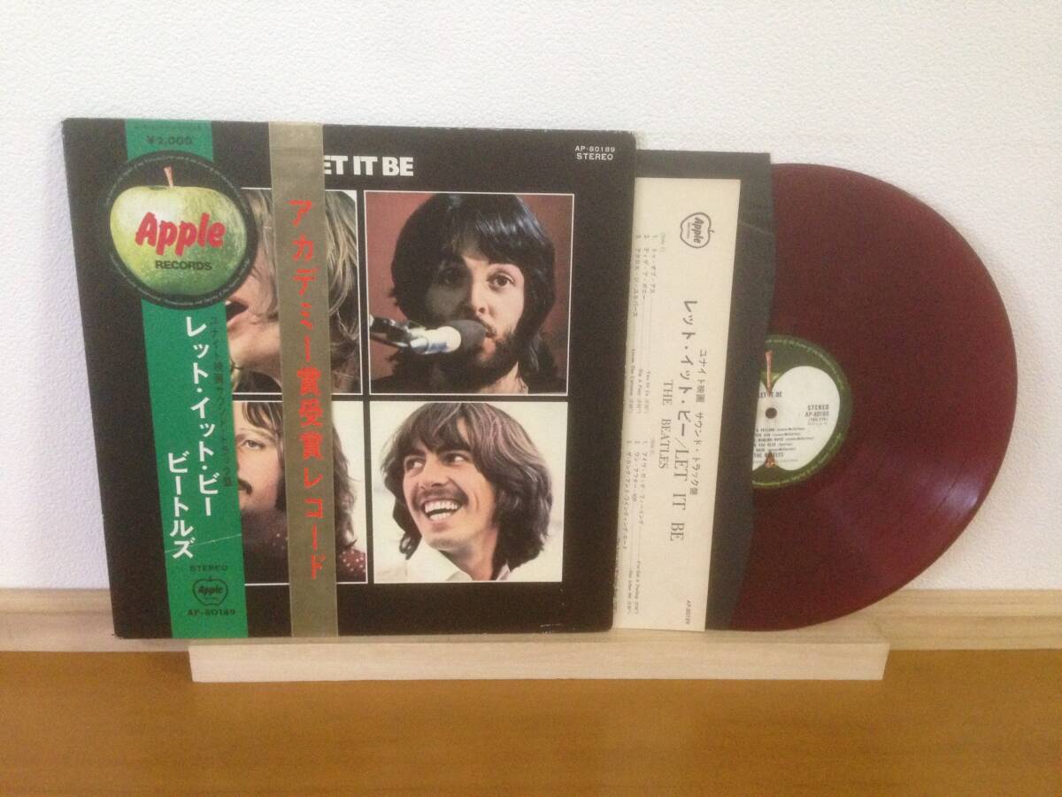 ビートルズ 帯付 赤盤 LP レット・イット・ビー AP-80189 丸帯・アカデミー帯 THE BEATLES LET IT BE RED WAX_画像1