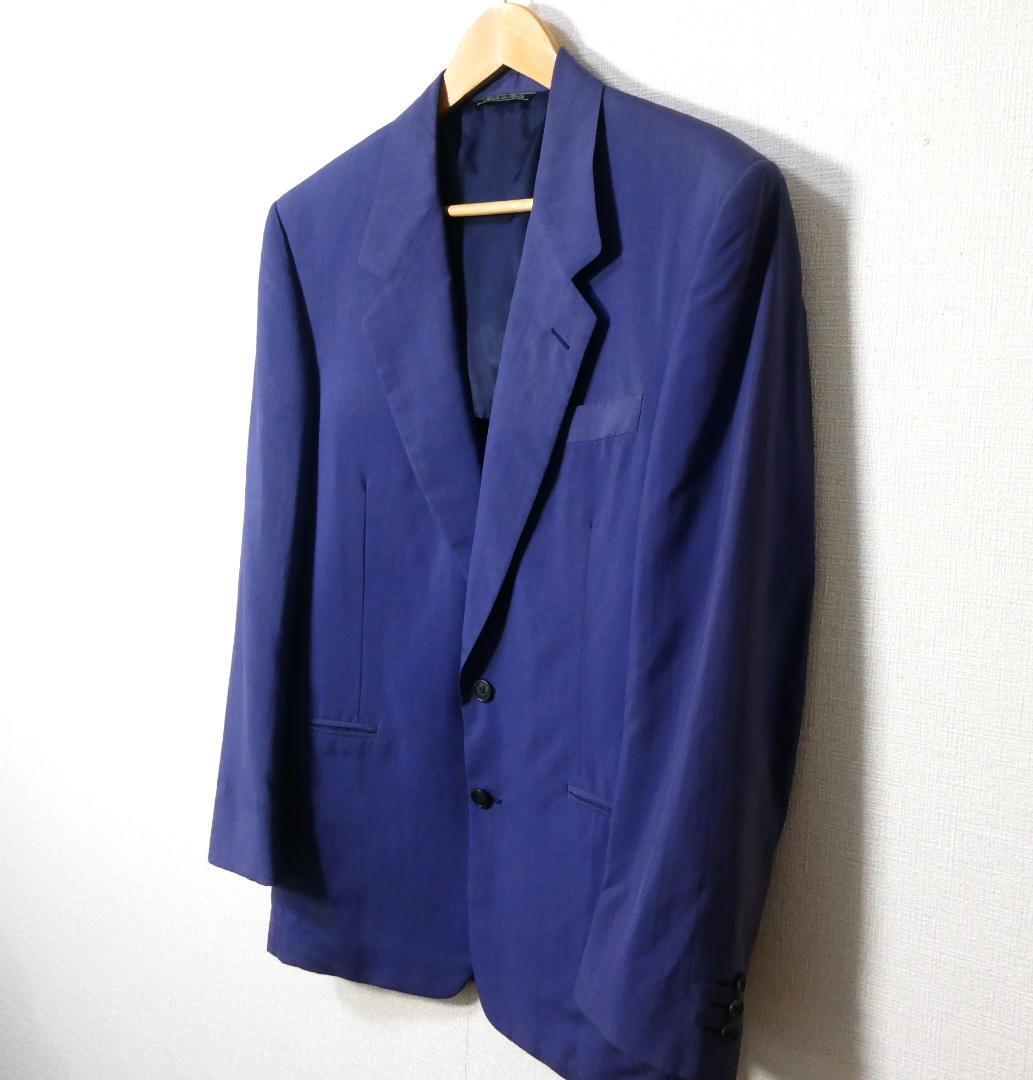 良品 FENDI フェンディ サイズ46 シルク100％ シングル 2B テーラードジャケット スーツ ブルー系_画像6