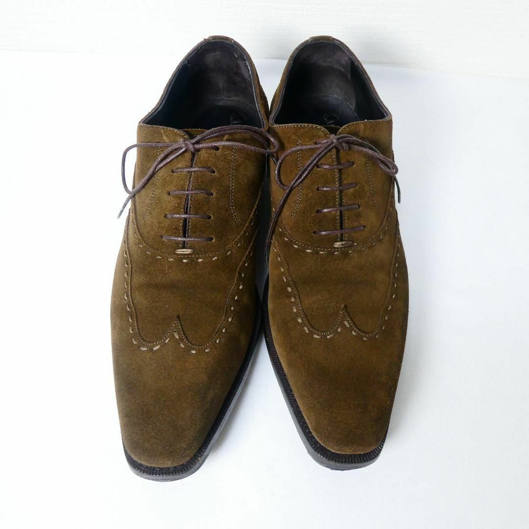 美品 Santoni×BEAMS F サントー二 ビームスエフ別注 サイズ5 約25㎝ スエード ウイングチップ レースアップ ビジネスシューズ ブラウン系_画像2