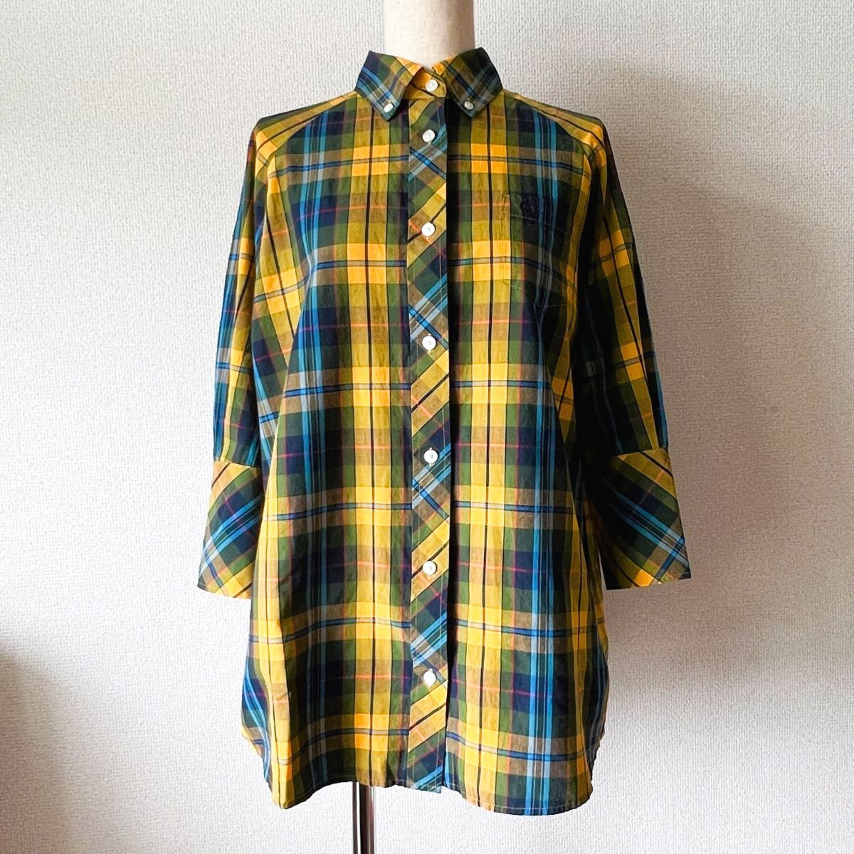 FRED PERRY check 7 minute sleeve button down shirt / size 10