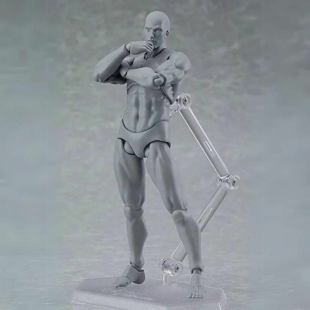 デッサン人形 男性 グレー デラックスセット デッサンモデル 人体模型 画材_画像3