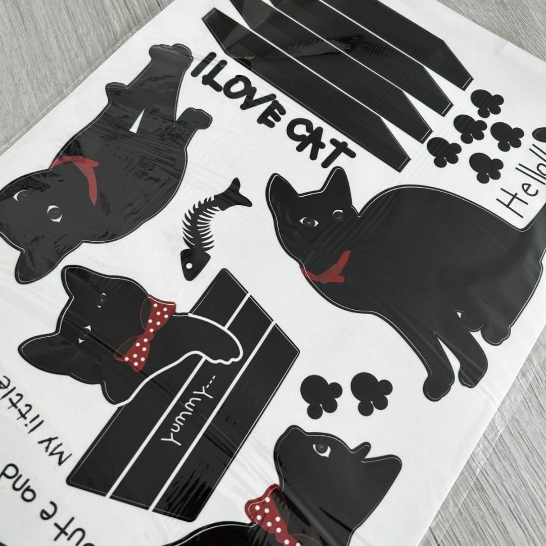 ウォールステッカー 黒猫 6匹のクロネコ 猫 動物 インテリア 模様替え_画像9