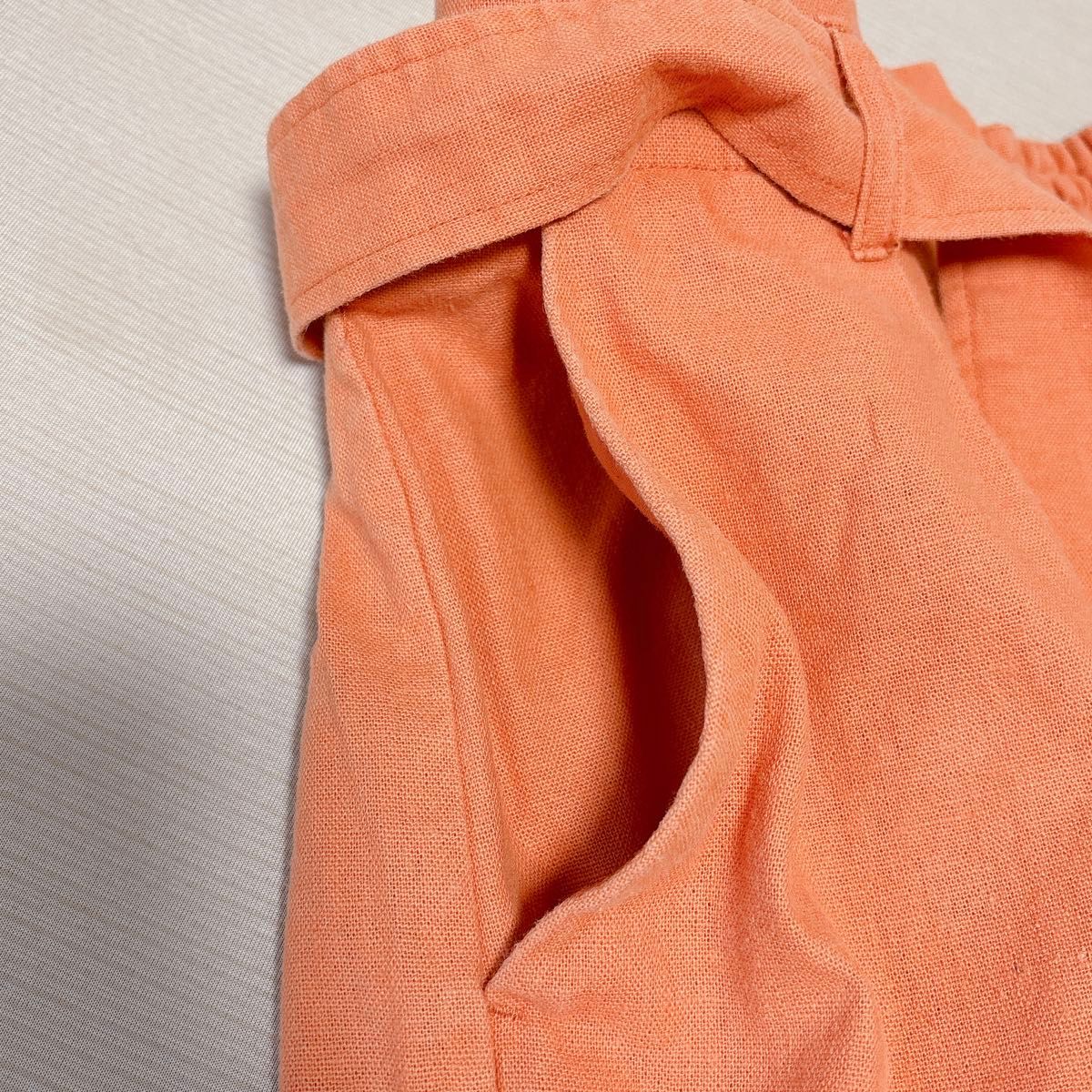 LOWRYSFARM ワイドパンツ カラーパンツ パンツ オレンジ  ベルト付き 韓国風 Ｍサイズ 推し活カラー