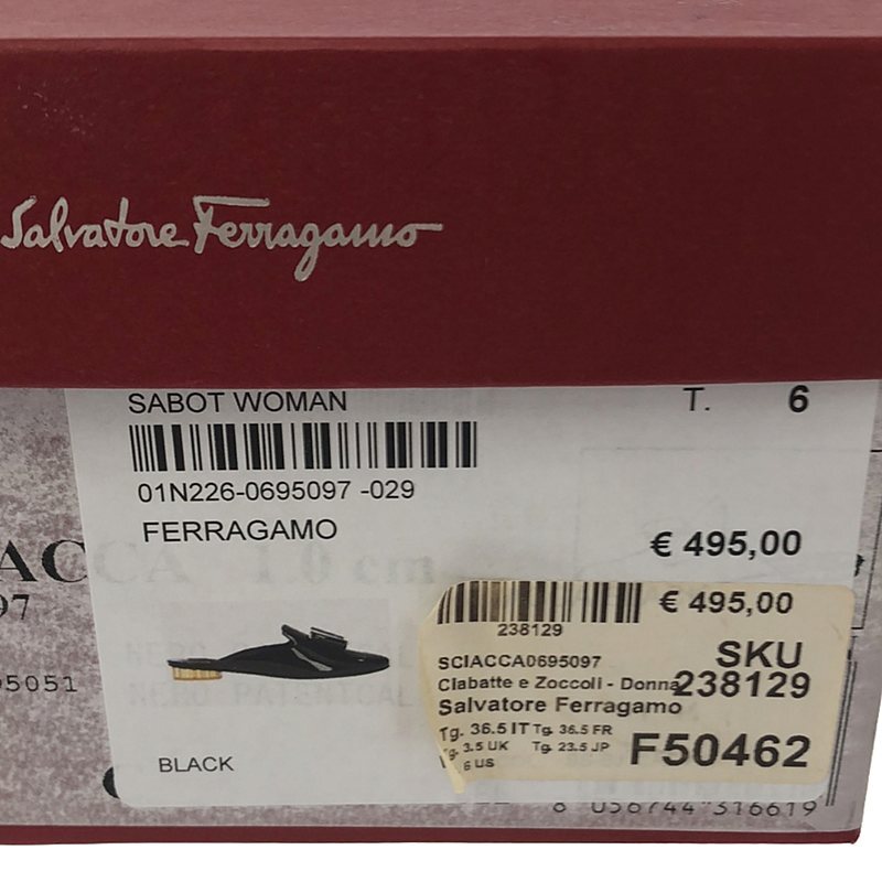 Salvatore Ferragamo / サルヴァトーレフェラガモ | パテントレザー ミュール / フラットシューズ | 6C | ブラック | レディース_画像8