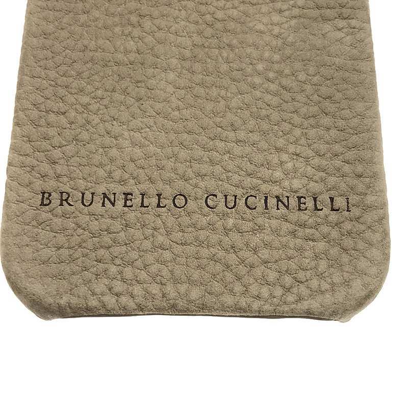 【新品】 BRUNELLO CUCINELLI / ブルネロクチネリ | iPhone / アイフォーン レザー スマホケース / カバー | グレージュ系の画像3