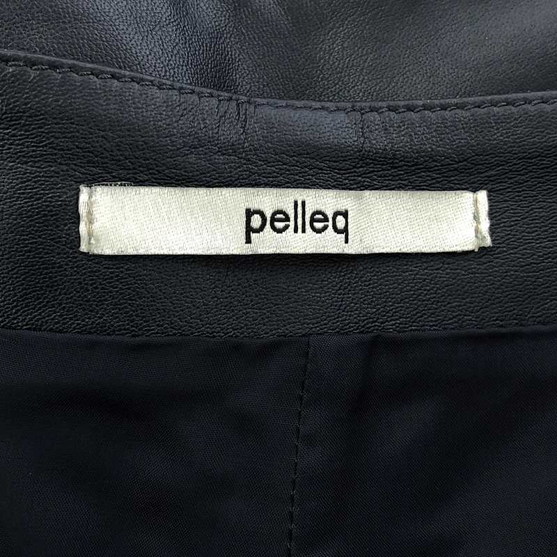 【美品】 pelleq / ぺレック | 2020AW | ラムレザー タックパンツ | 36 | ネイビー | レディース_画像6