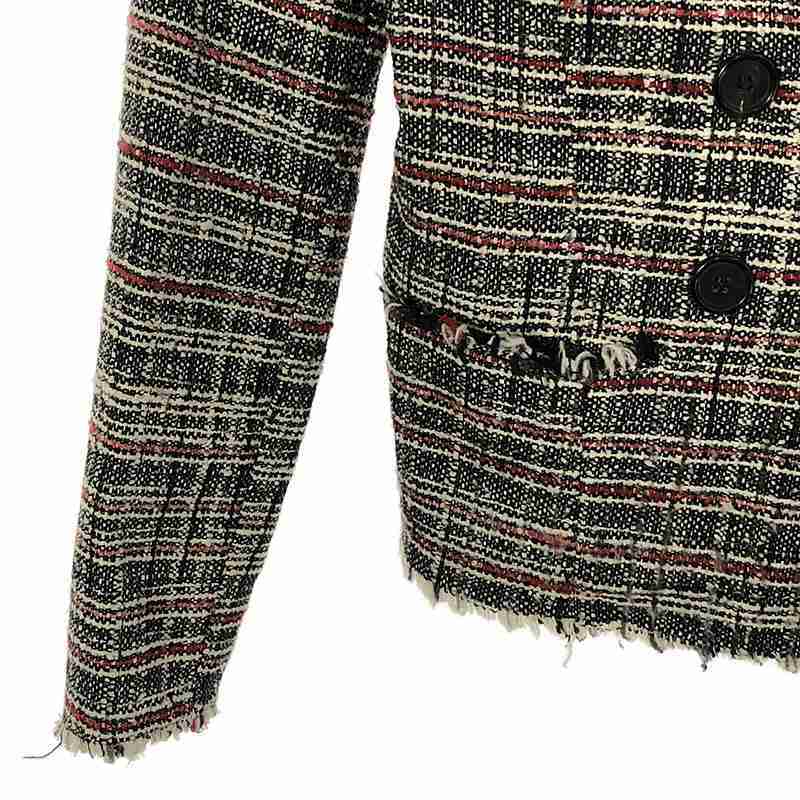 ISABEL MARANT ETOILE / イザベルマランエトワール | ツイード フリンジジャケット | 34 | ブラック/ホワイト/レッド | レディース_画像3