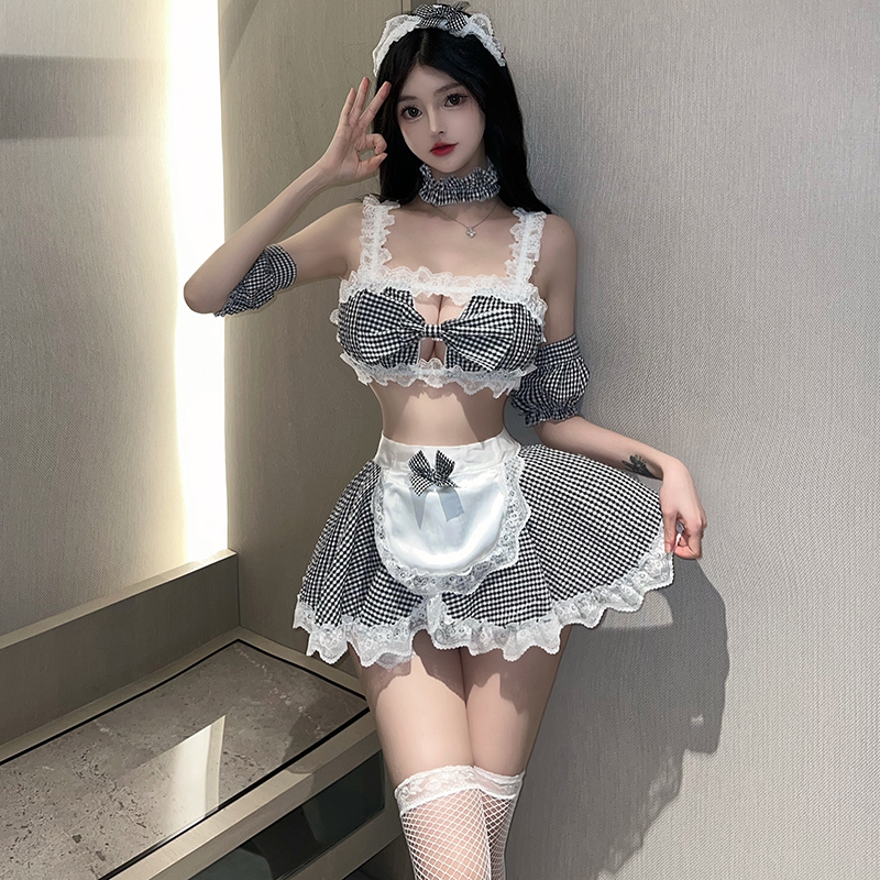 OR676BK super pretty meido uniform baby doll [ tops * miniskirt * Katyusha 6 point set ] costume costume play clothes 