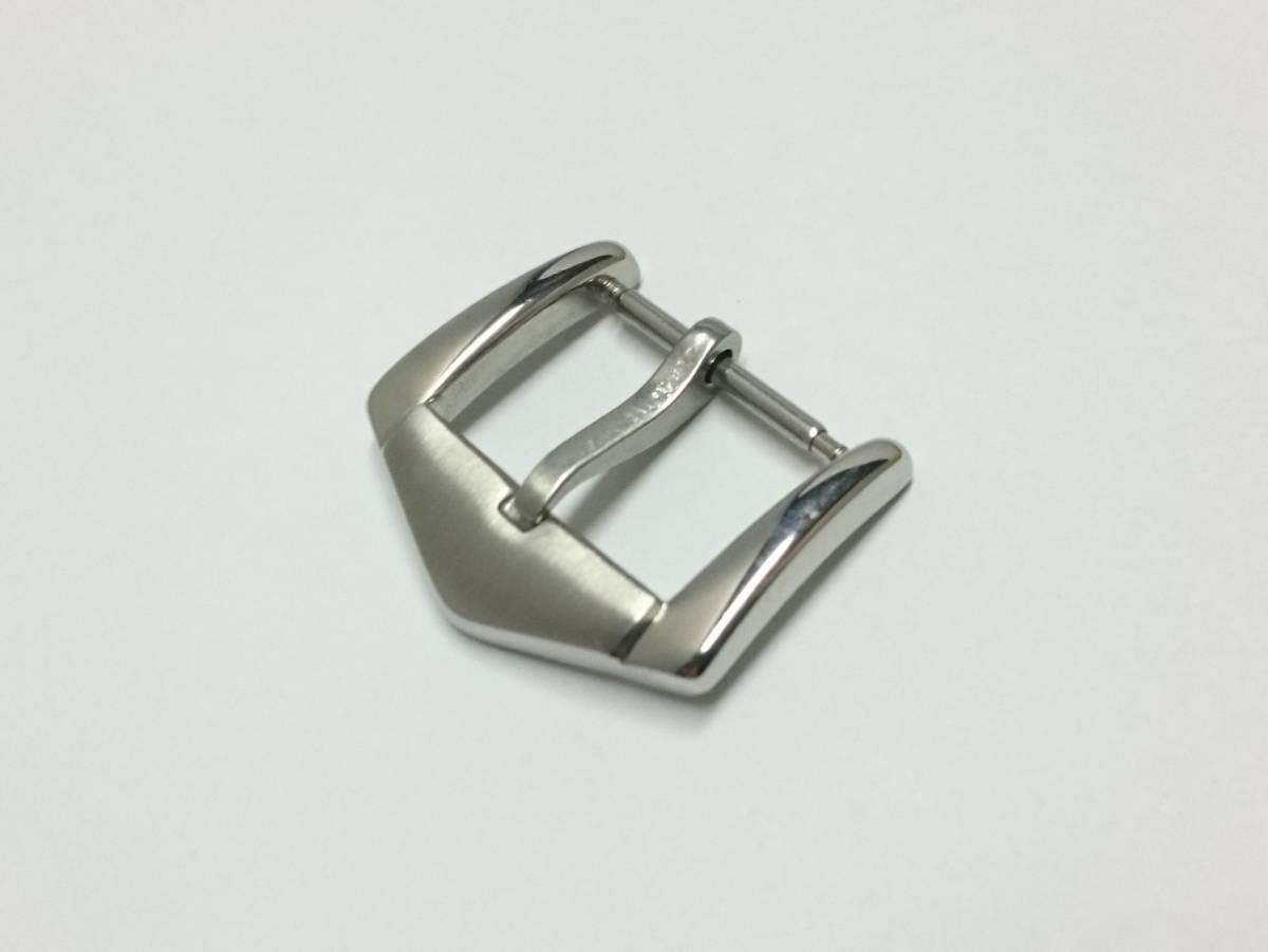 [16mm] 時計ベルト用 ステンレス バックル ⑤ ヘアライン ポリッシュコンビ 銀色尾錠の画像1