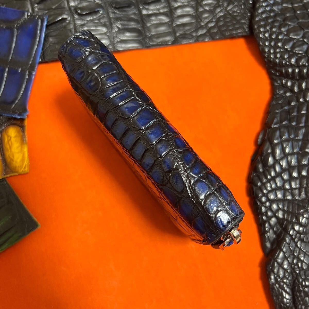[ оригинал фотосъемка ] редкость цвет крокодил мужской раунд застежка-молния wani. натуральная кожа рука окраска ручная работа длинный кошелек .. compact Mini кошелек 
