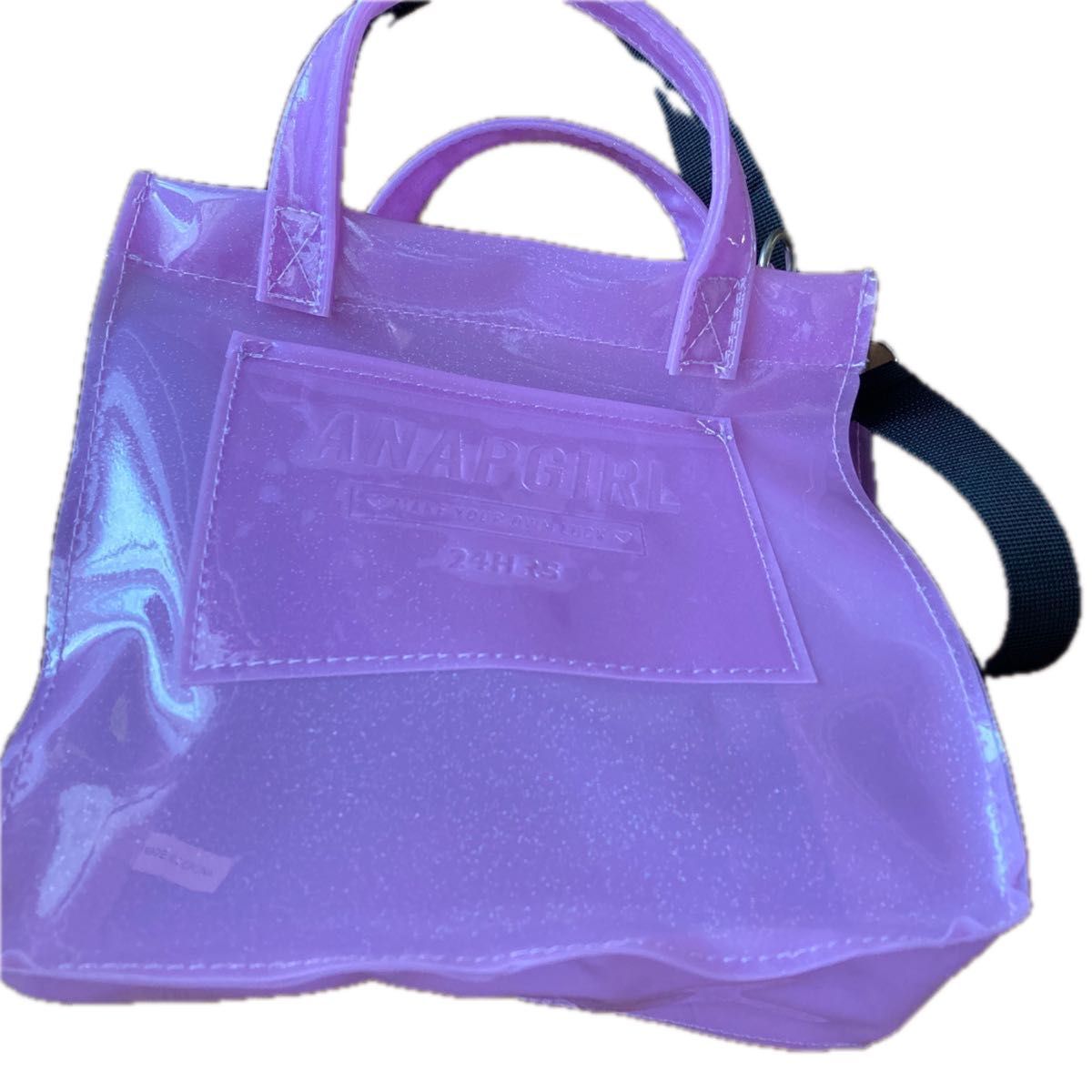 アナップガールビニールトートバッグ　２ウェイ薄い紫