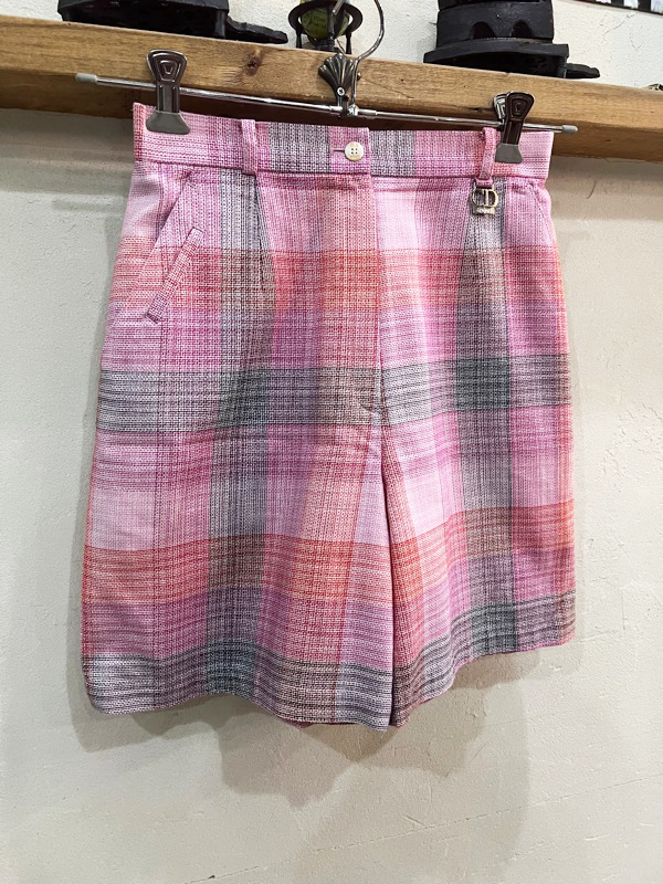 1734*ChristianDiorSPORTS/ Christian Dior check high waist short pants Pink Lady -sL size Golf wear *