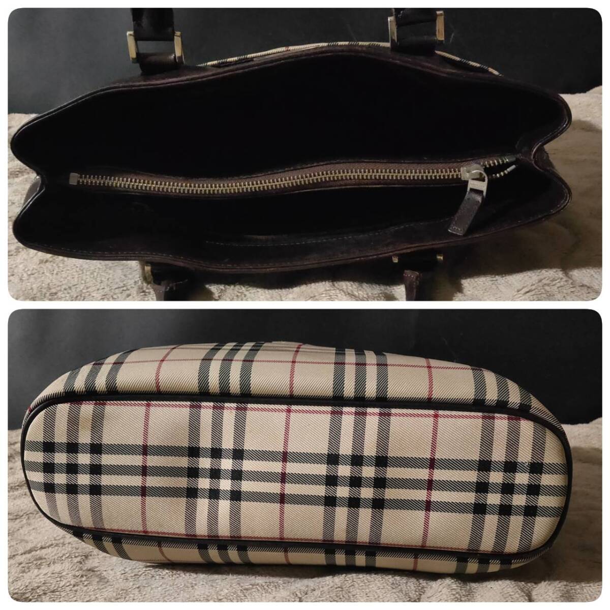 1円~【極美品】バーバリー Burberry ビジネスバッグ メンズ ハンド 手提げ ノバチェック ノヴァチェック A4 PC 書類鞄 キャンバス レザー_画像5