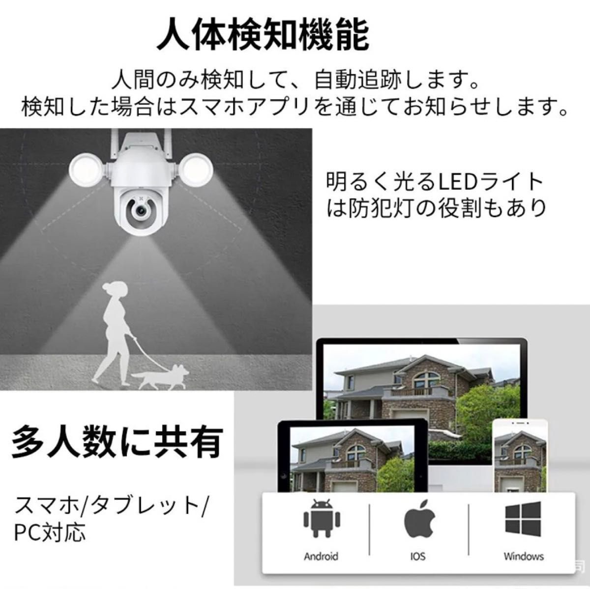 庭監視WIFIカメラ 屋外TUYA防犯カメラ 動き検出 双方向音声 IP66