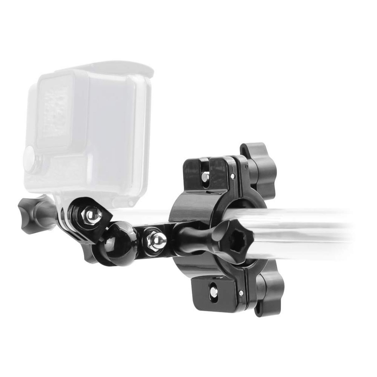 アクションカメラホルダー 自転車ハンドルバー取り付けるクランプマウント ３６０度多方向多角度調整可能バイクマウント アウト