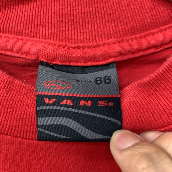 OLD VANS バンズ Tシャツ 半袖 旧ロゴ M 00s 90s レッド 赤 スケートボード y2k_画像9