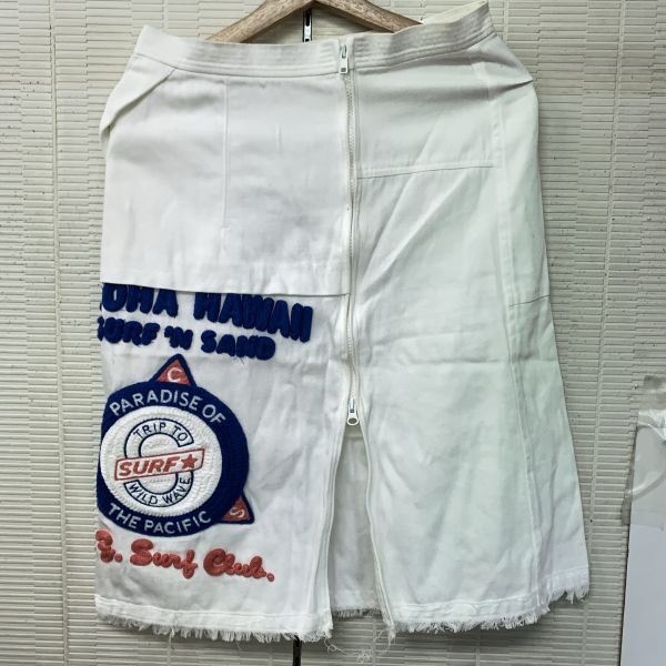 ZUCCA ズッカ ロング スカート パンツ ズボン ワッペン ホワイト 白 M 日本製 エイネット_画像1
