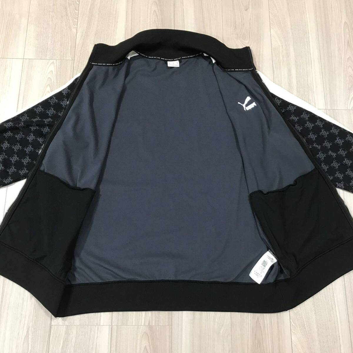 puma T7 Printed Track Jacket zip XL プーマ モノグラム トラック ジャケット ジャージ 総柄 ライン スタンド ジップ ブルゾン ブラック