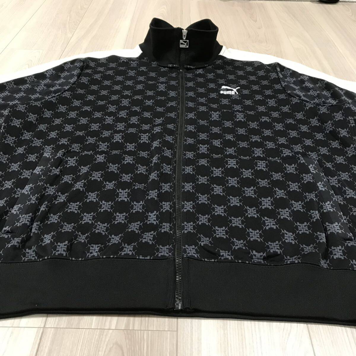 puma T7 Printed Track Jacket zip XL プーマ モノグラム トラック ジャケット ジャージ 総柄 ライン スタンド ジップ ブルゾン ブラック