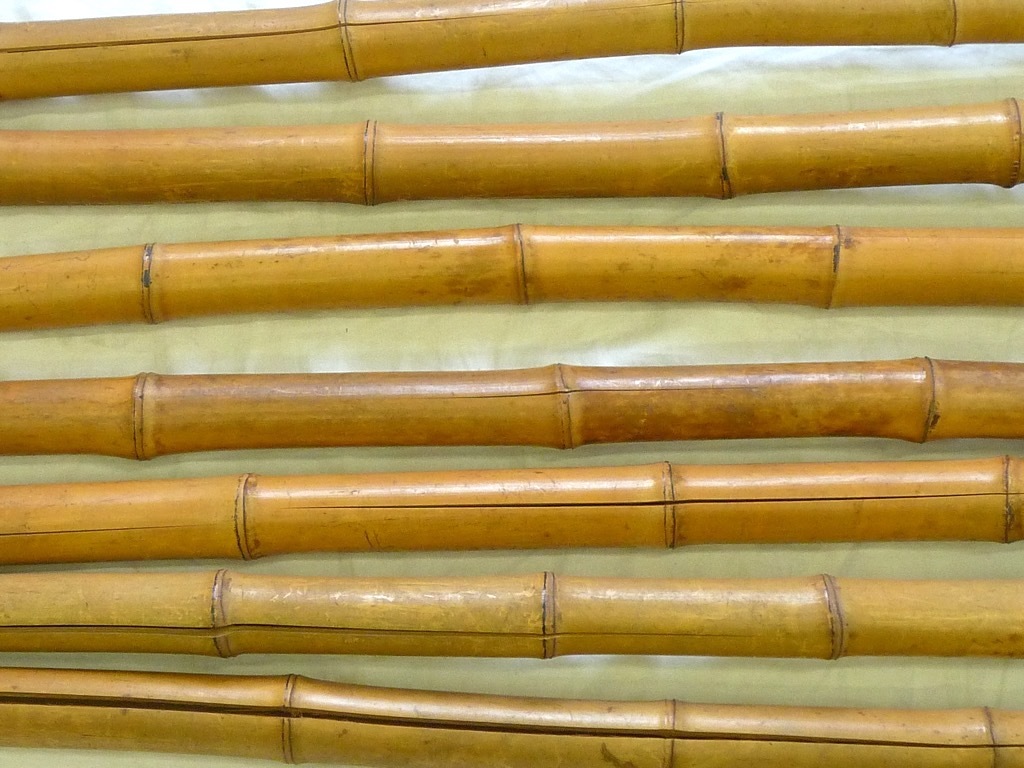 製管師保管品 尺八 材料 竹材 未加工 加工前 7本まとめて 約73～90㎝ 割れ有 根付 和楽器 管楽器 竹 バンブー_1W(検:琴古流都山流真竹の画像5