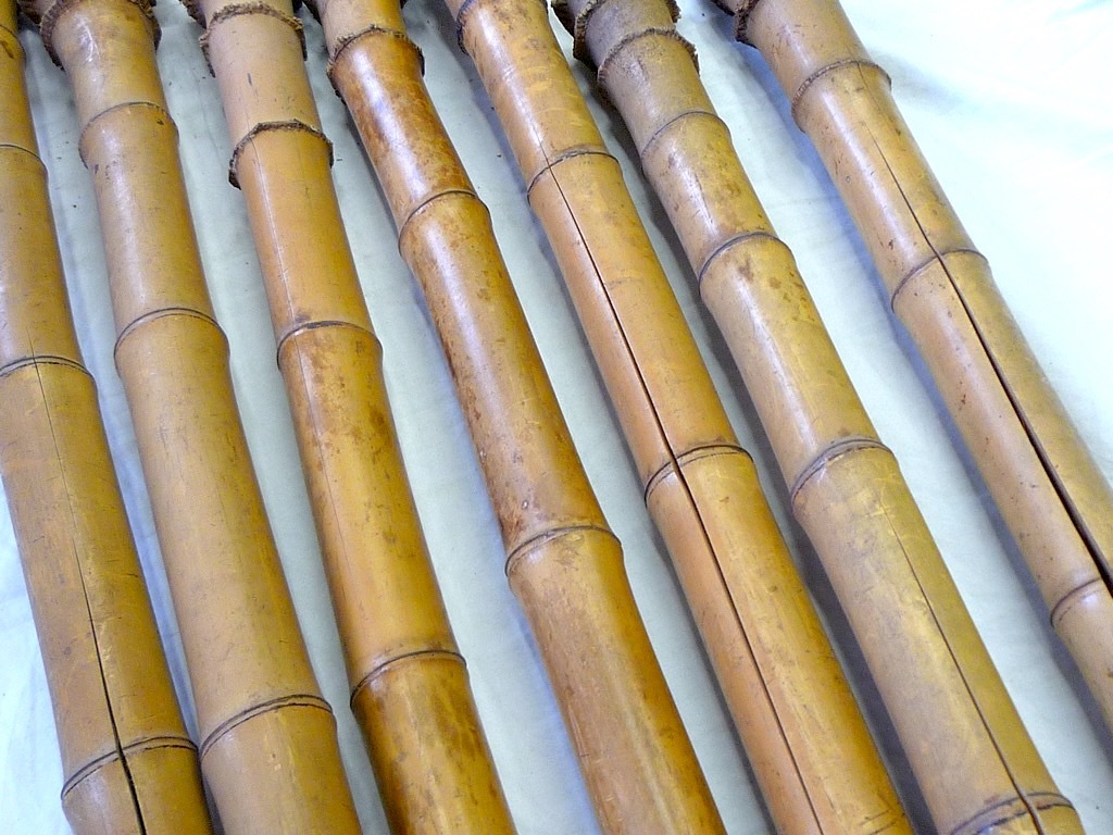 製管師保管品 尺八 材料 竹材 未加工 加工前 7本まとめて 約73～90㎝ 割れ有 根付 和楽器 管楽器 竹 バンブー_1W(検:琴古流都山流真竹の画像7
