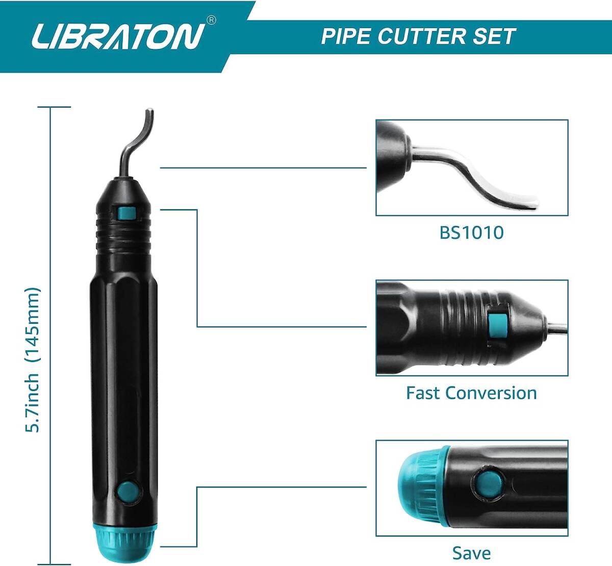 50mm LIBRATON パイプカッター 切断能力5～50mm ステンレス用 チューブカッター HSSバリ取りバー付き 銅管・ア_画像3