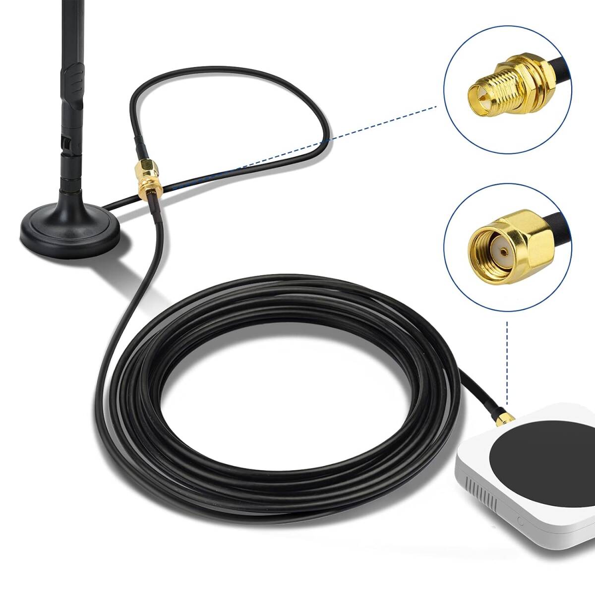 5 M BINGFU RP-SMA 延長ケーブル RPSMA オス⇔メス ケーブル 5m RP-SMA オス メス 同軸ケーブル _画像5