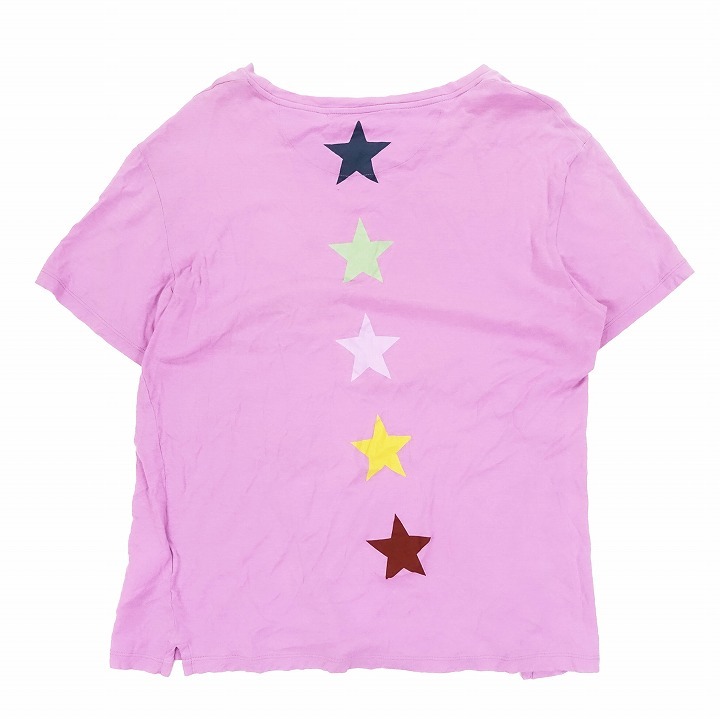 ヴァレンティノ ロゴ プリント スター 星 Tシャツ カットソー 半袖 クルーネック コットン M 紫 パープル 4_画像2