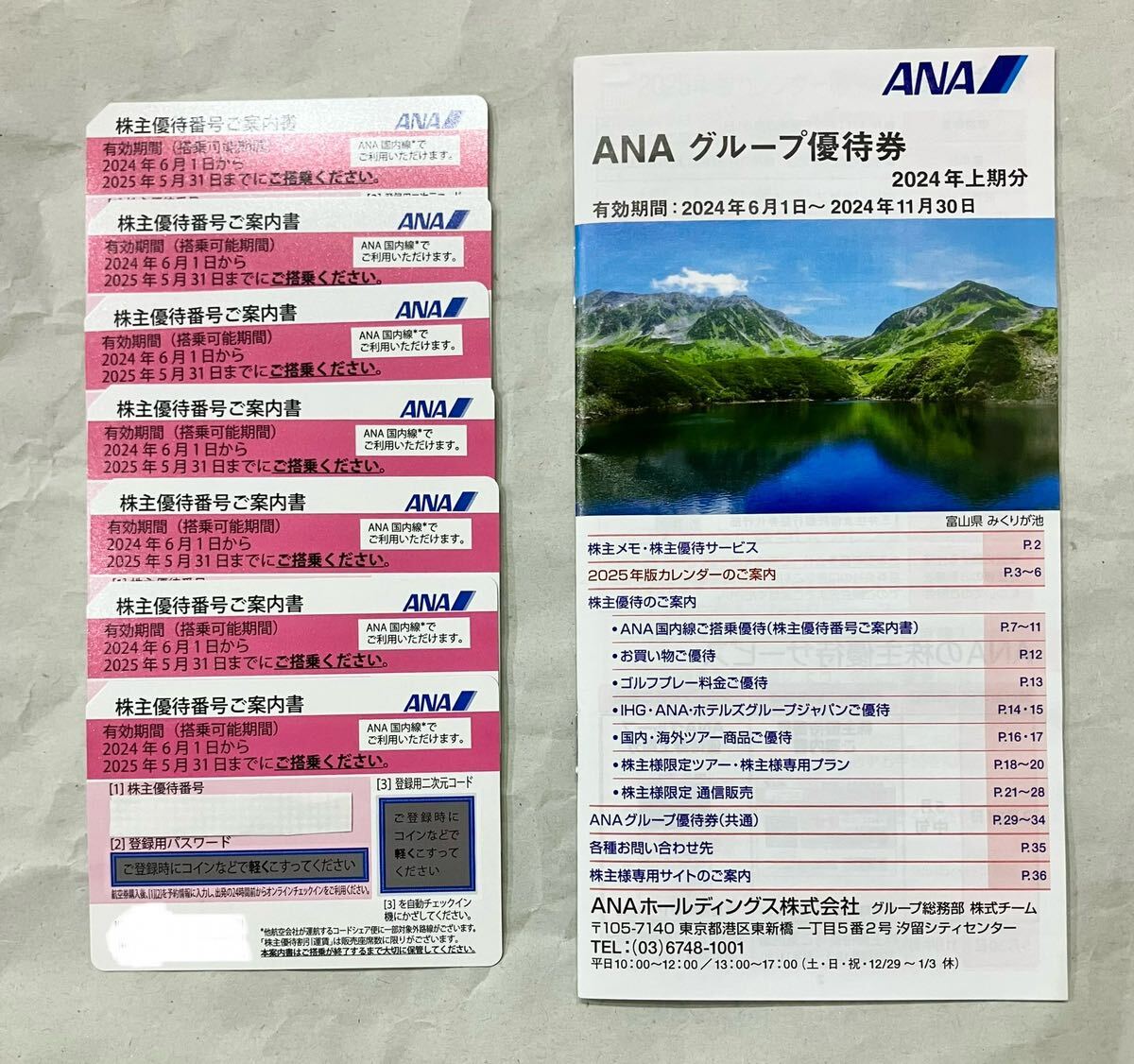 【送料無料】ANA 株主優待券7枚（ 2024年6月1日～2025年5月31日まで有効）＋ グループ優待券(2024年6月1日～2024年11月30日まで)_画像1