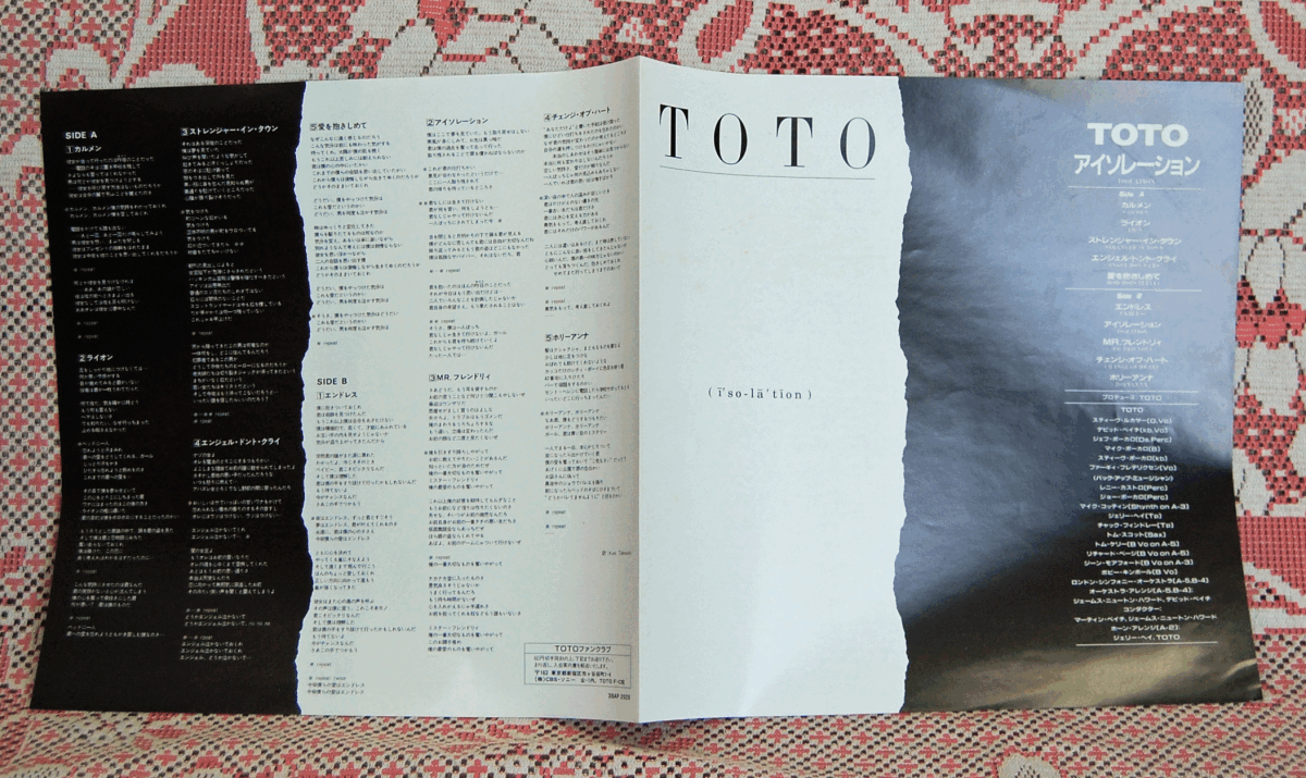 LP●TOTO/アイソレーション　初回特典　特製ステッカー/28AP 2929_画像5