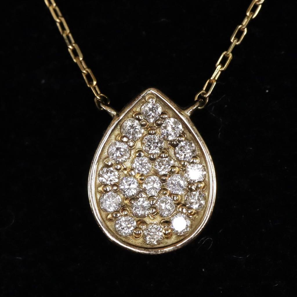 天然ダイヤモンド 0.1ct ペアシェイプ ペンダント K10YG 0.47g 天然ダイヤモンド 0.1ct ペアシェイプ ペンダント K10YG 0.47g