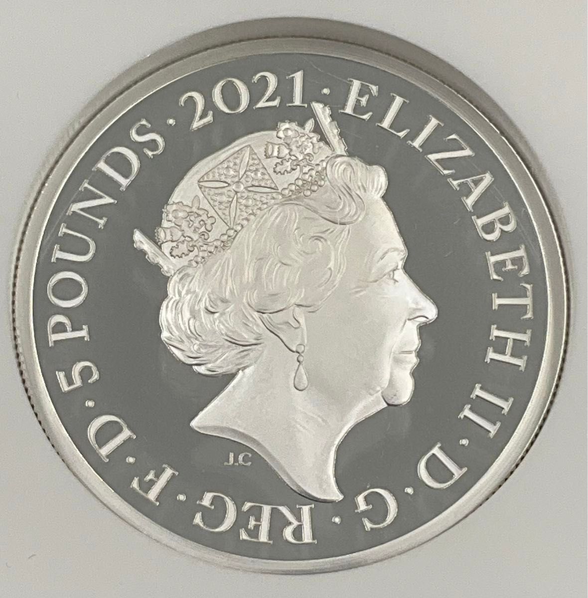 ★最高鑑定 2021 イギリス ゴシッククラウン ポートレート 5ポンド 2oz 銀貨 ロイヤルミント NGC PF70 UC