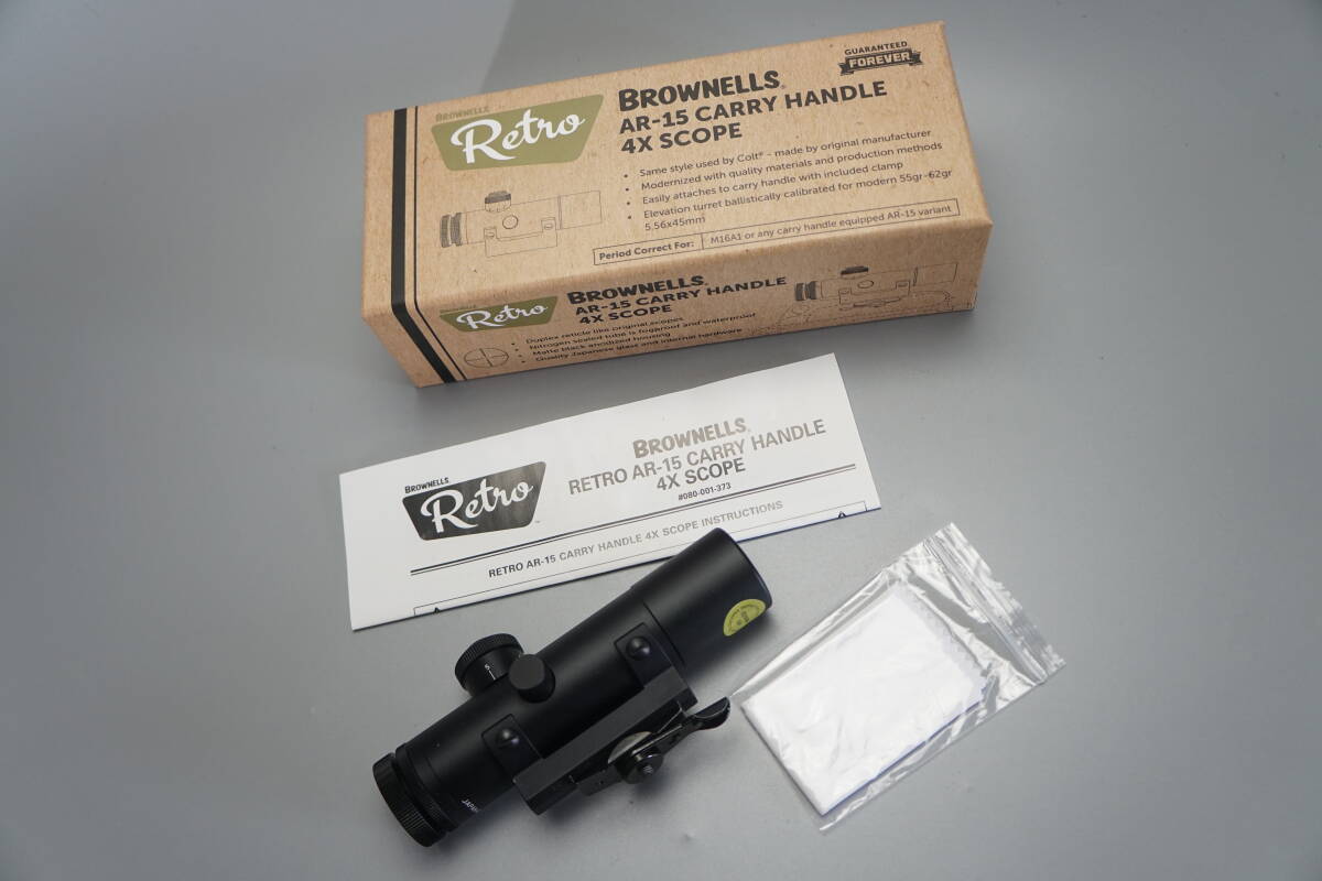 Brownell レトロ　スコープ　日本製 ４倍率 4x21mm キャリハン用 ビンテージ M725 M723 M733 M16A2カービン M4 AR15 トレポン PTW ガスブロ_画像1