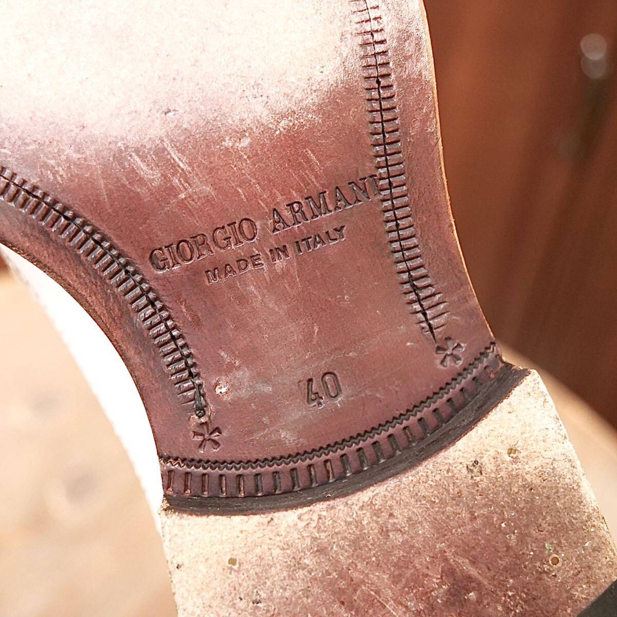 最高級◎【GIORGIO ARMANI】ジョルジオアルマーニ パイソンコンビ EU40 25.0cm ストレートチップ ビジネスカジュアル メンズ 革靴_画像7