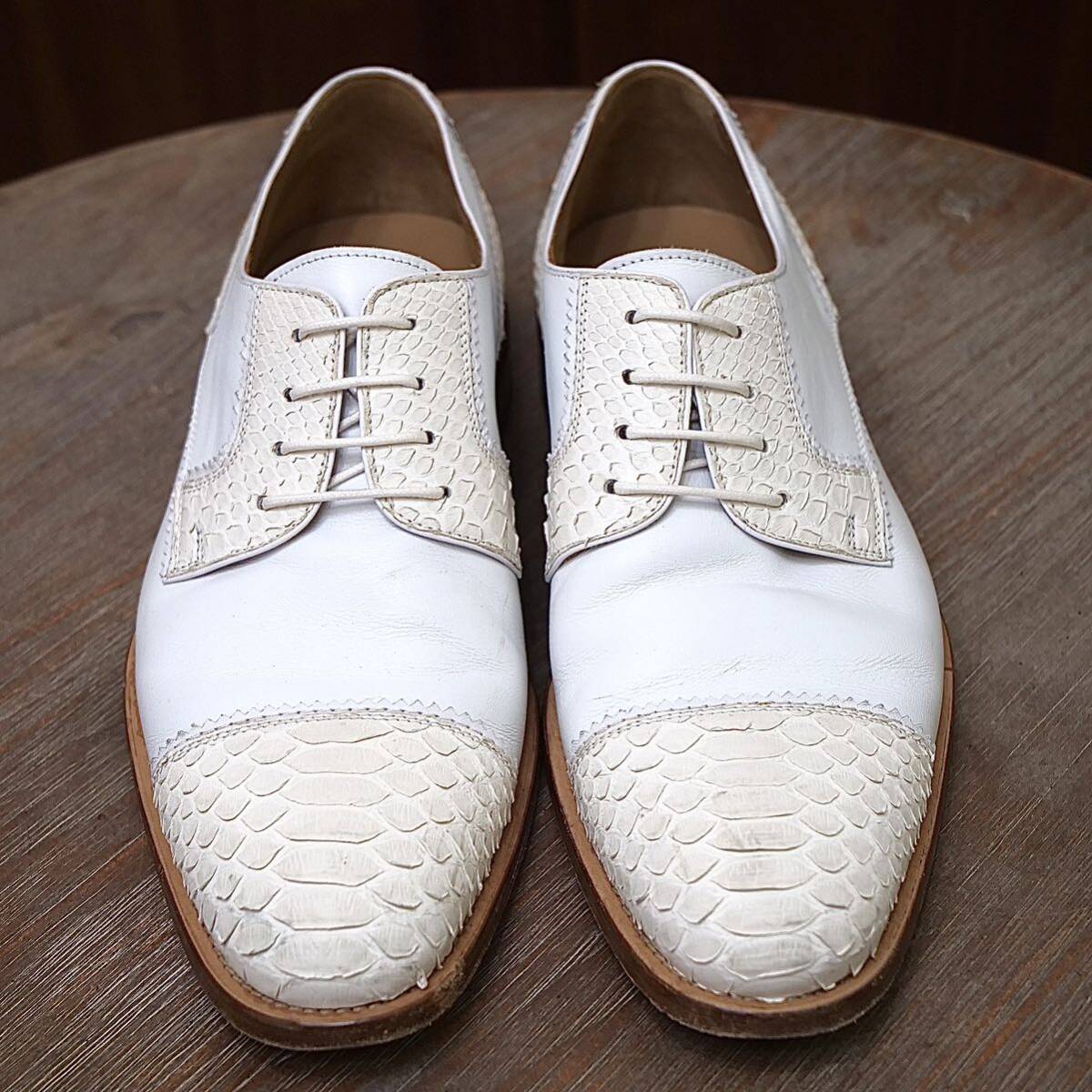  top class *[GIORGIO ARMANI]joru geo Armani python combination EU40 25.0cm strut chip business casual men's leather shoes 