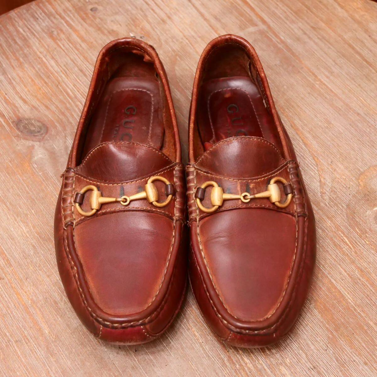  хорошая вещь *[GUCCI] Gucci шланг bit обувь для вождения EU39 Brown бизнес casual мужской обувь кожа обувь 
