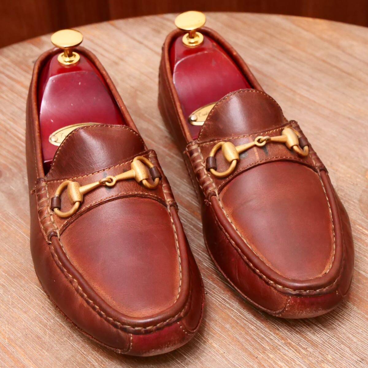  хорошая вещь *[GUCCI] Gucci шланг bit обувь для вождения EU39 Brown бизнес casual мужской обувь кожа обувь 