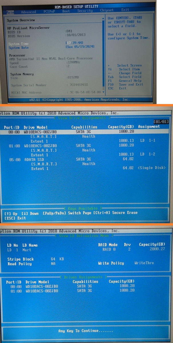 HP ProLiant MicroServer HSTNS-5151 N54L 2.20GHz メモリ8GB HDD1TB*2 SSD64GB 改BIOS おまけ多数！_画像8