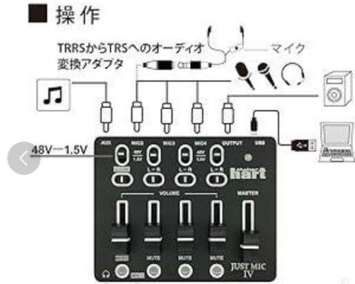 Maker hart Just Mic IV　4チャンネル マイクミキサー