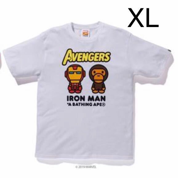 【新品】XL A BATHING APE BAPE MARVEL MILO IRON MAN TEE エイプ マーベル コラボ Tシャツ 白 white ホワイト アベンジャーズ 半袖_画像1